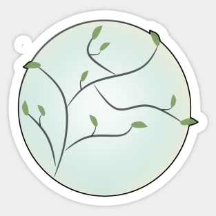 Full Moon with Leaves (Red) Sticker